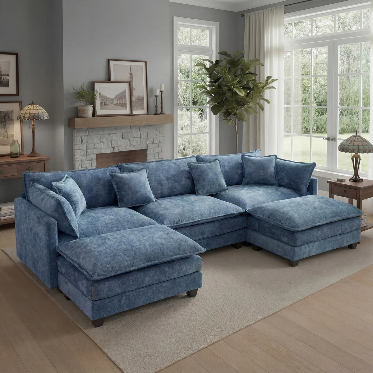 Redlife Modular Sectional Sofa With Ottoman For Living Room
