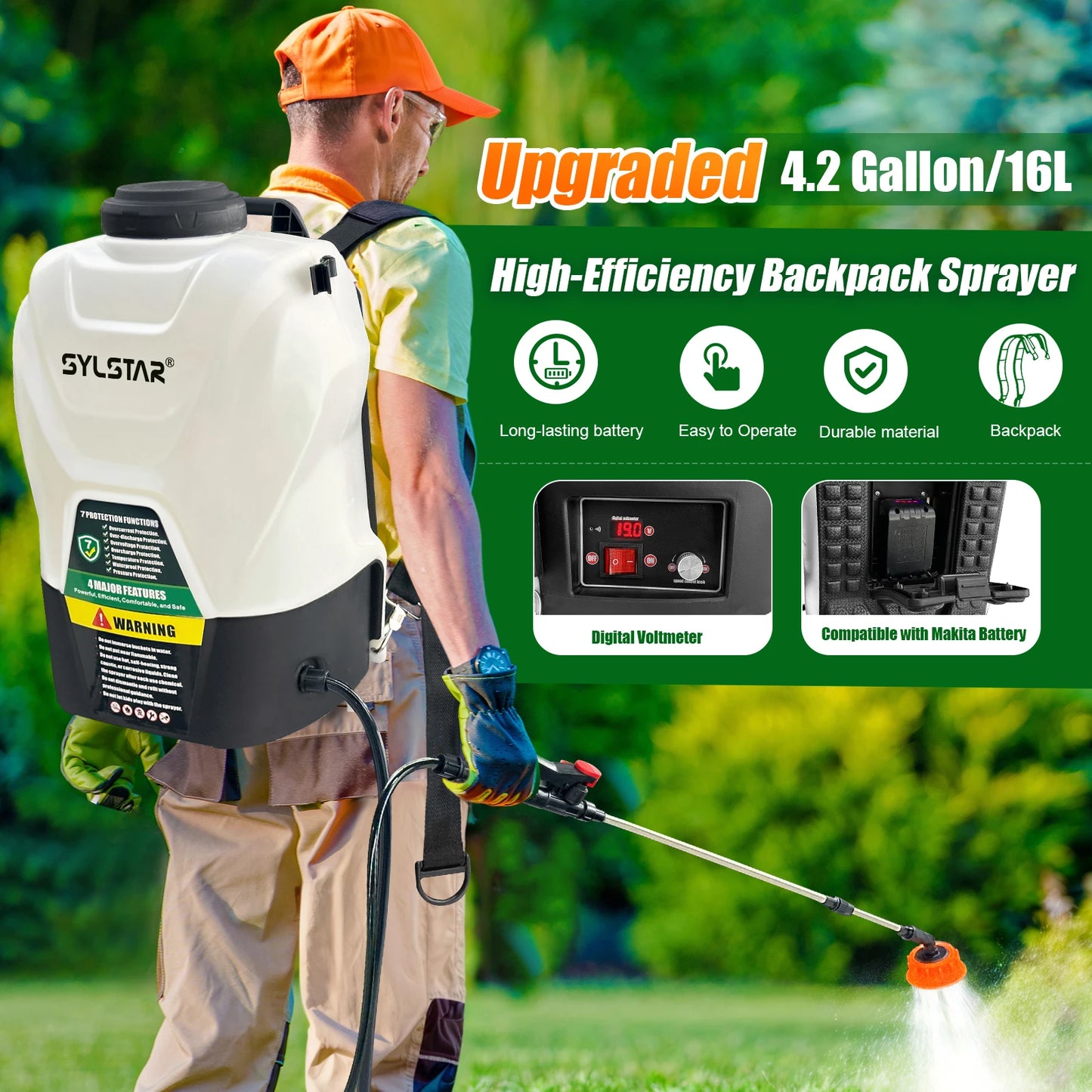 Electric Garden Sprayer With Telescopic Wand And Five Nozzles