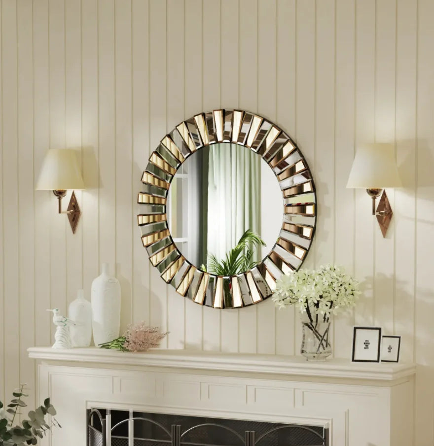 Elegant Round Starburst Wall Mirror For Living Room