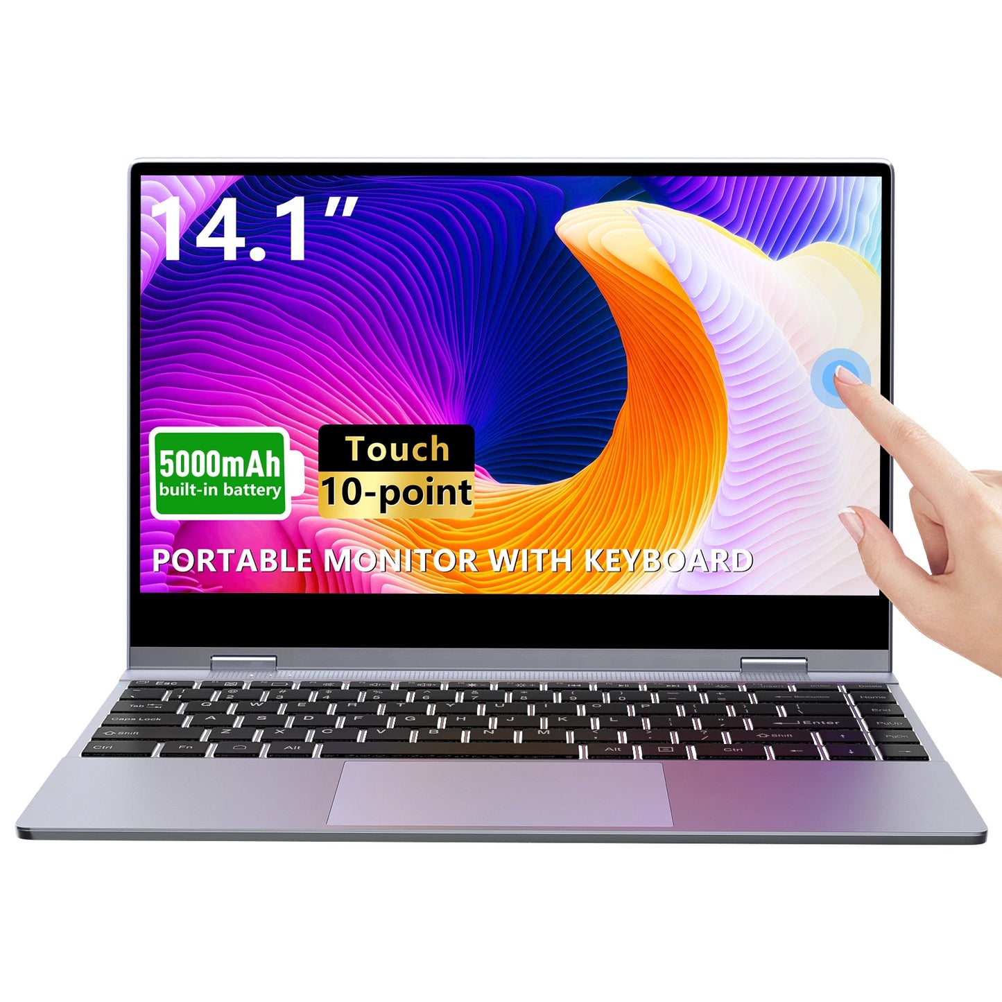 Dopesplay 14 Inch Portable Touch Monitor With Built-in Battery