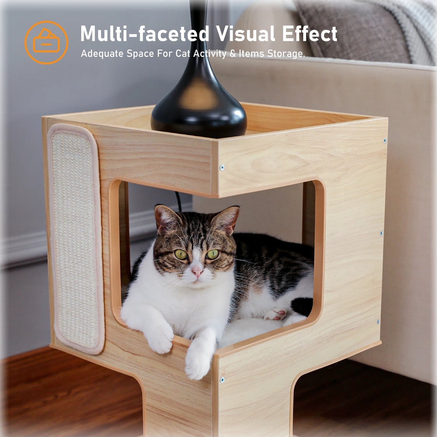 PAWZ Road Wood Cat Condo With Removable Soft Mats Kit