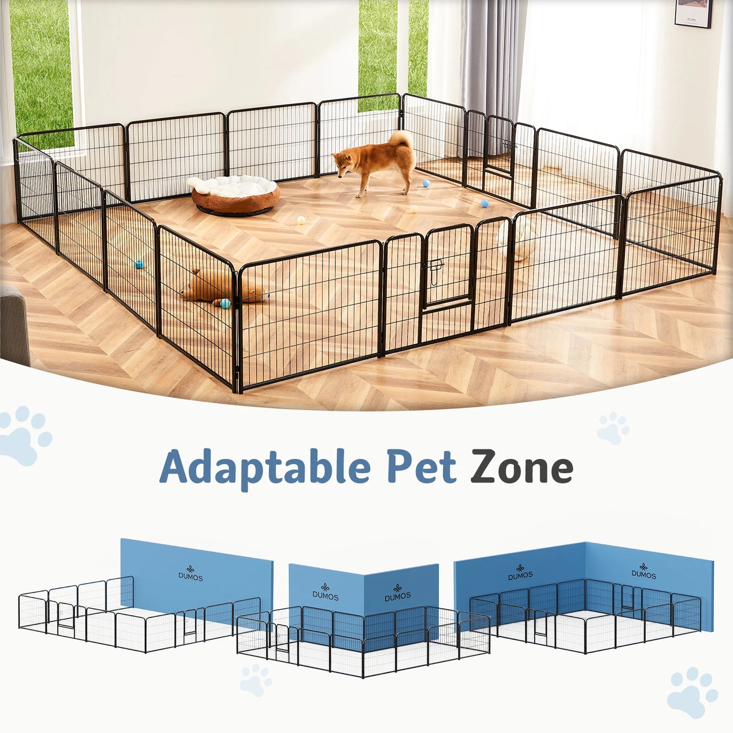 JHK 16-Panel Metal Dog Playpen Foldable Outdoor Fence