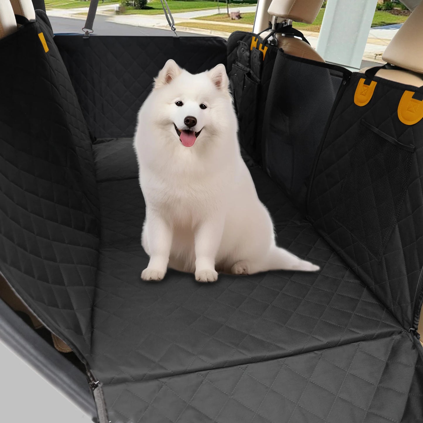 Borwart Waterproof Dog Car Seat Cover With Mesh Window Storage