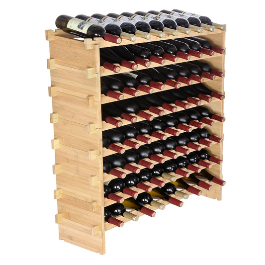 SucceBuy 8Tier Stackable Bamboo Wine Storage Rack