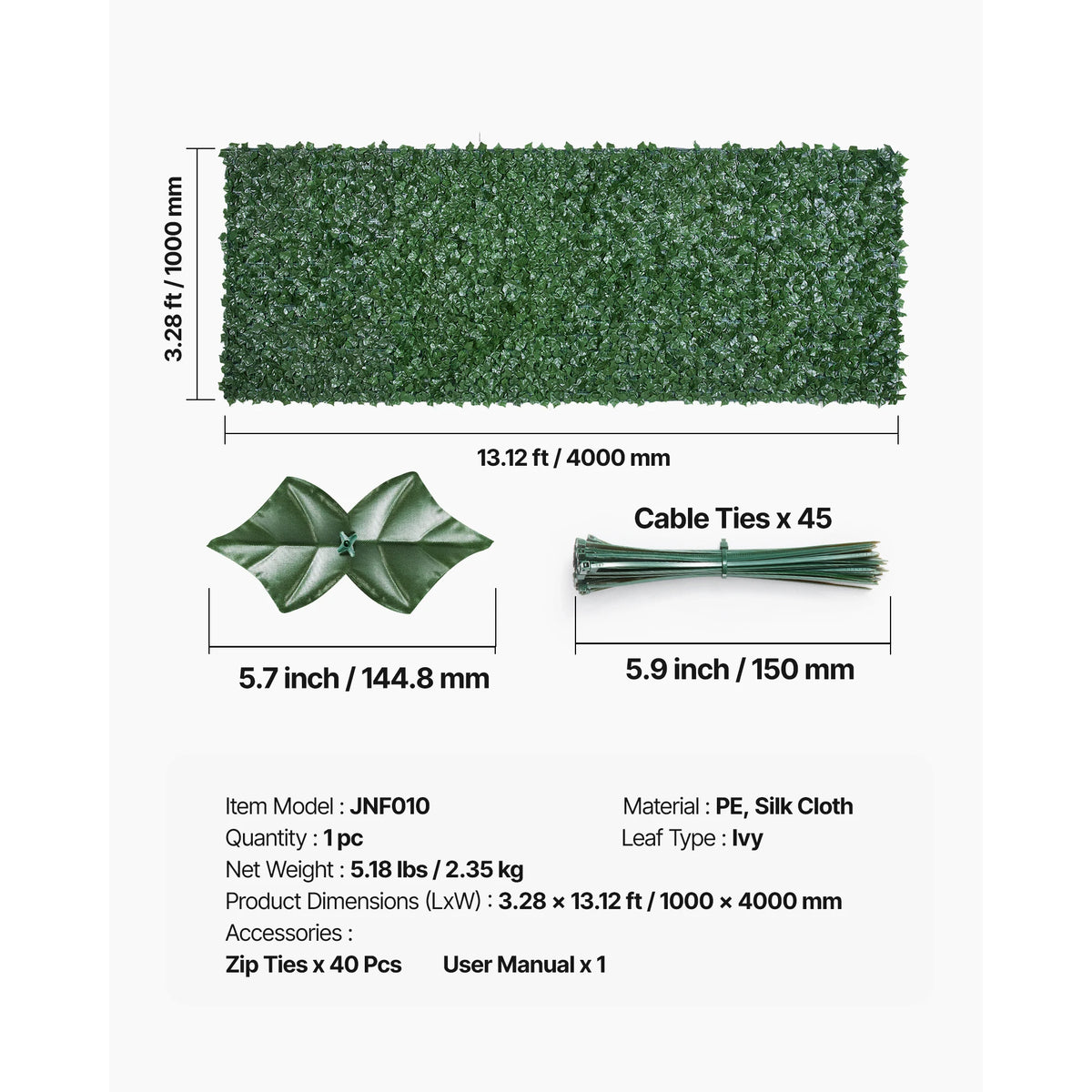 VEVOR Artificial Ivy Privacy Screen For Outdoor Garden Decor