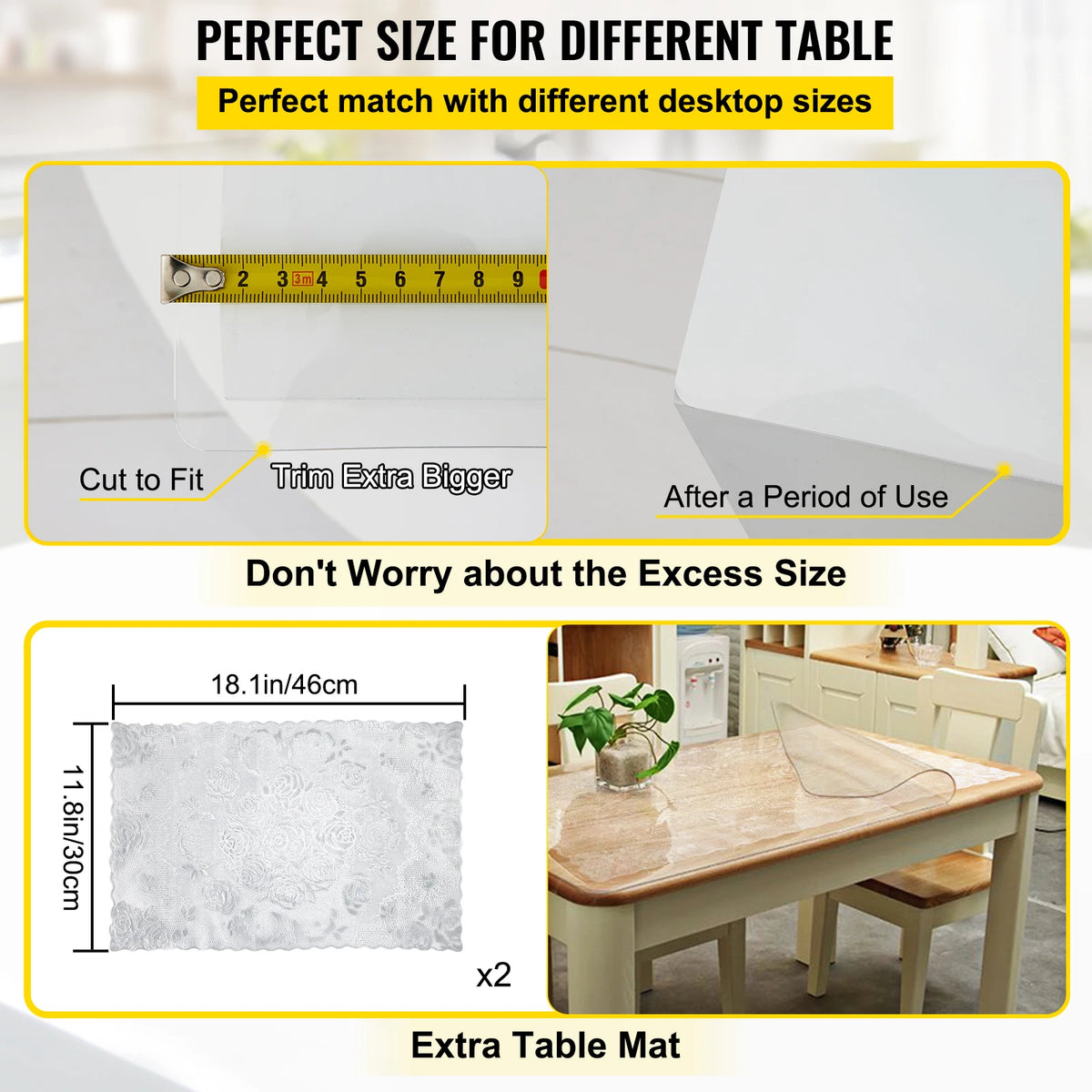 SucceBuy Transparent PVC Table Cover Protector Waterproof Oilproof