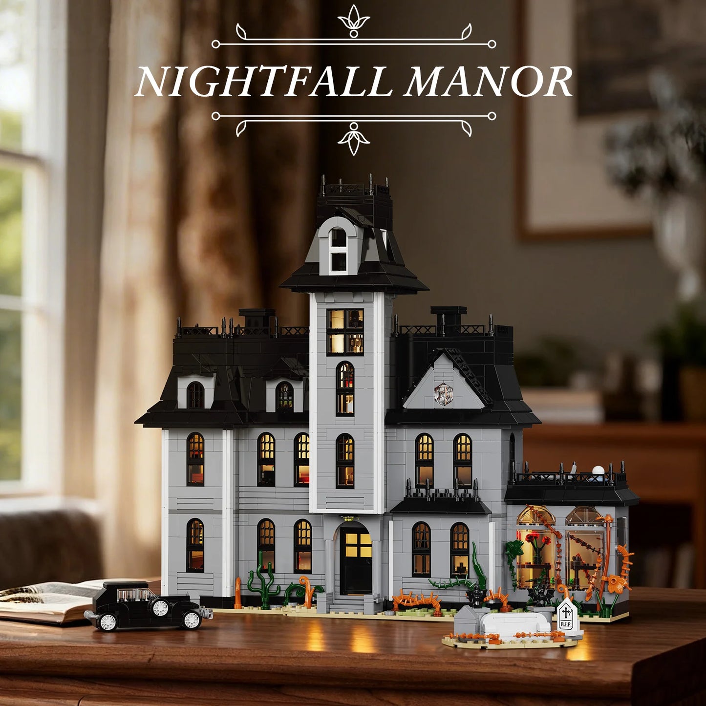 Gothic Architecture Building Blocks Set Nightfall Manor Desktop Ornament