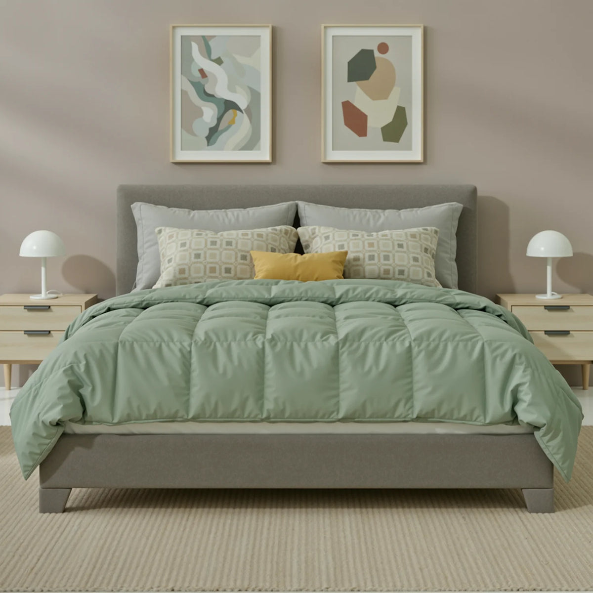 Hoomic Upholstered Bed Frame With Adjustable Linen Headboard