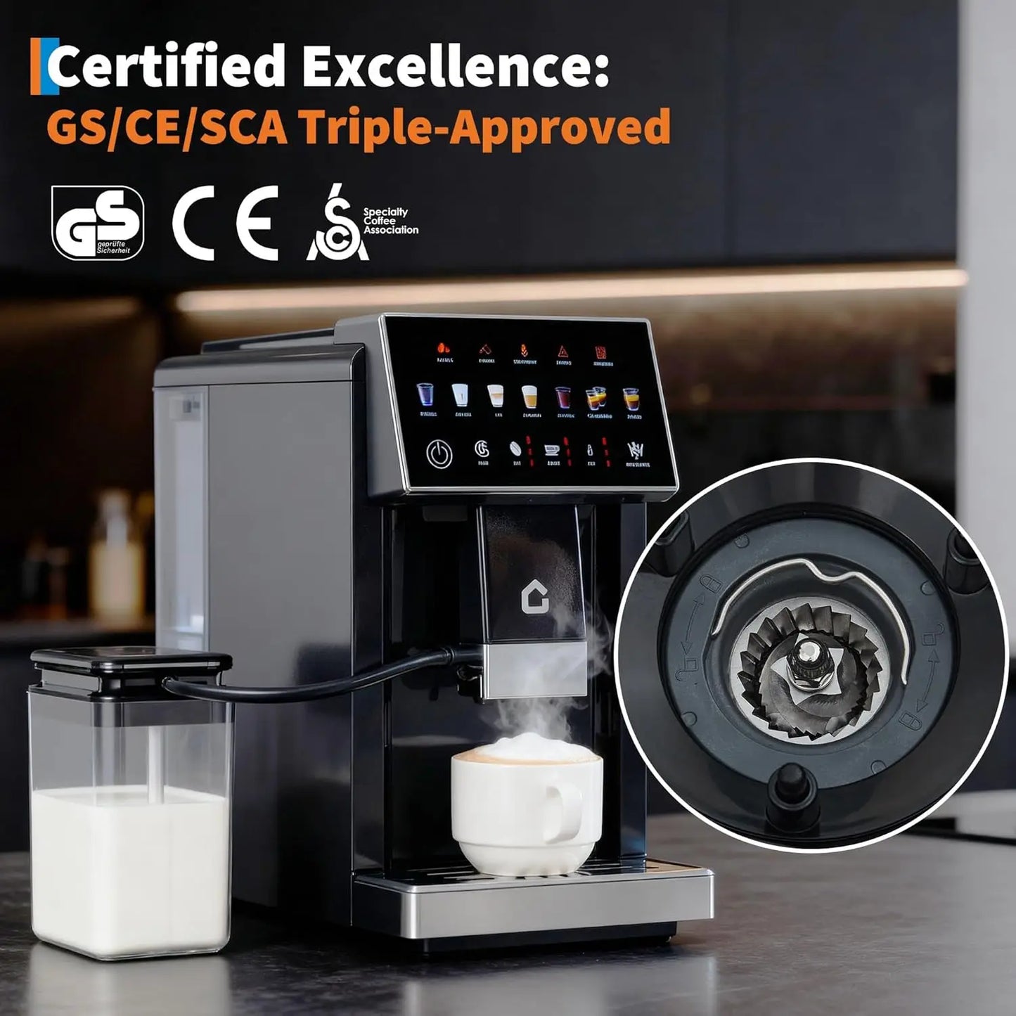 Acekool Fully Automatic Espresso Machine With Detachable Milk Frother
