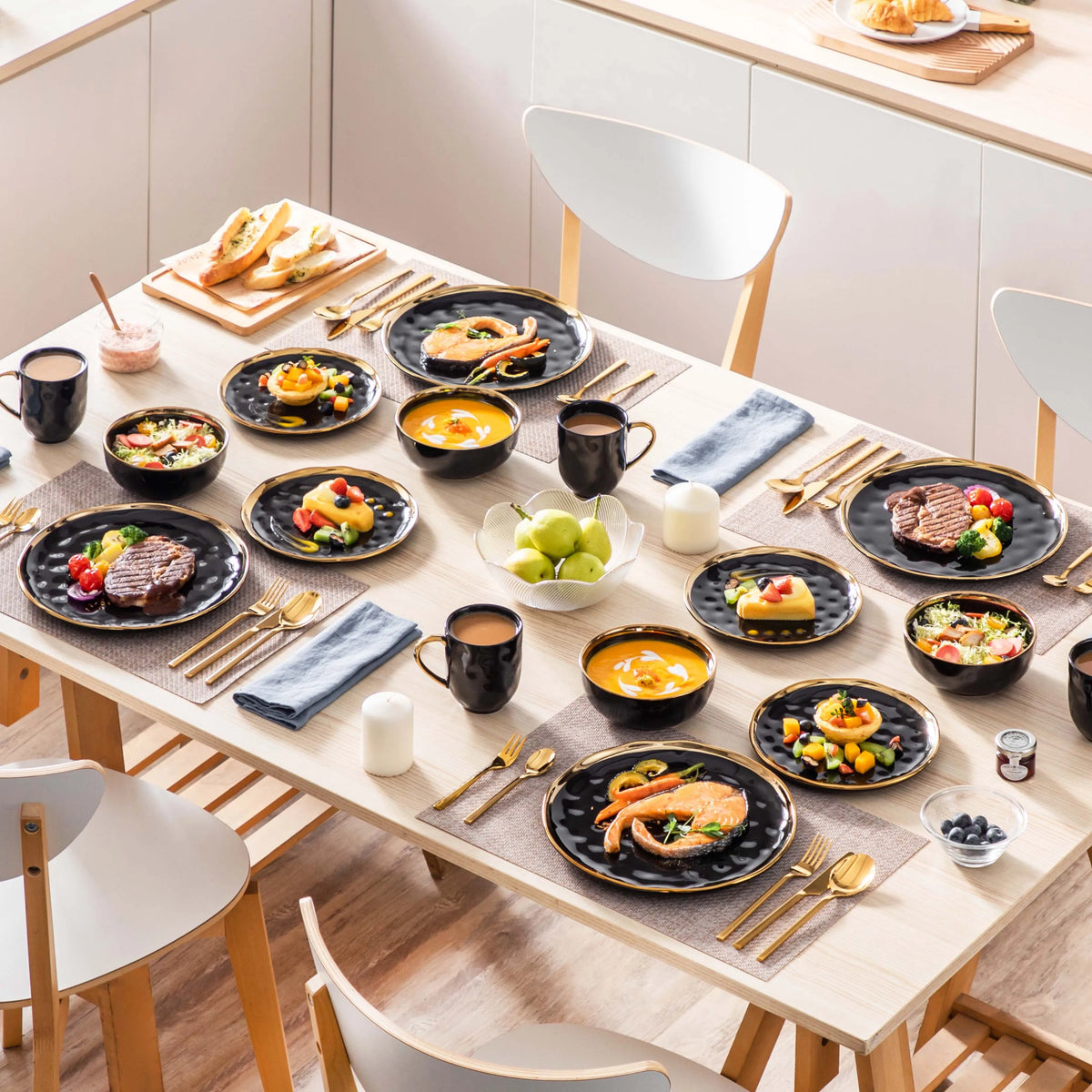 Malacasa Premium Ceramic Dinnerware Set With Bowls And Dining Plates