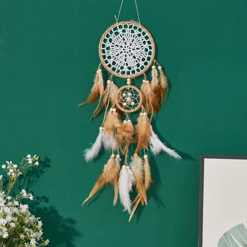 Large Handcrafted 5 Piece Dream Catcher Bohemian Moon Sun Wall Decor