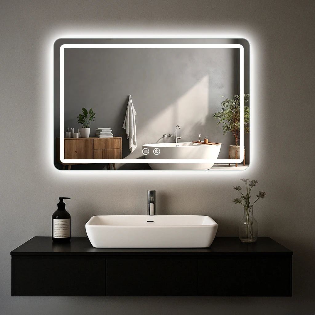 MYGIIVOVO Round LED Bathroom Mirror With Dimmable Backlit Demister