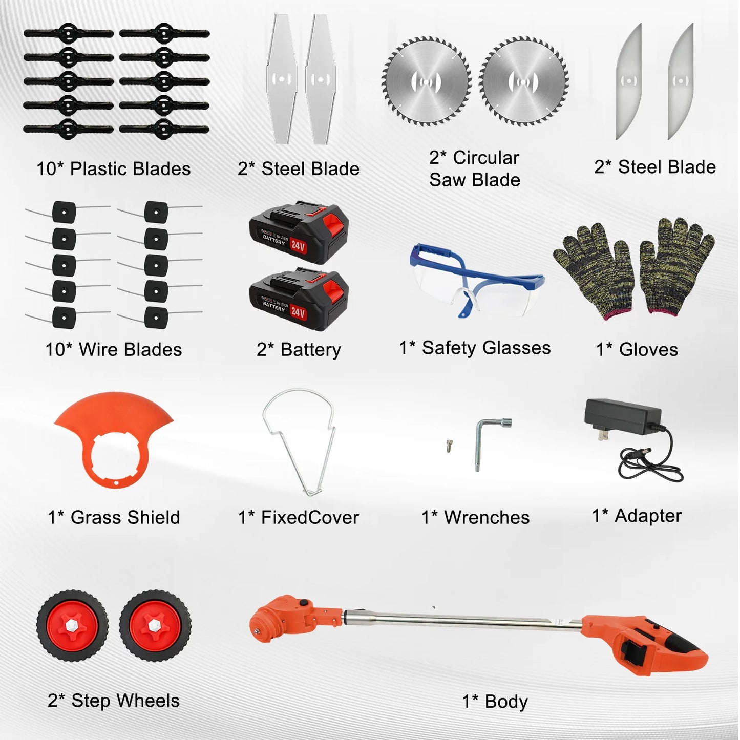 21V Cordless Grass Trimmer 3in1 With 2x2.0Ah Batteries And Charger