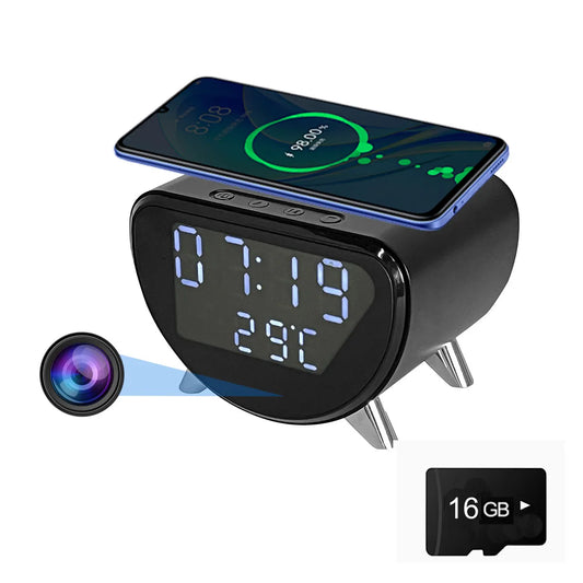 Ouvis 4K WiFi Clock Camera With Wireless Charging Motion Detection