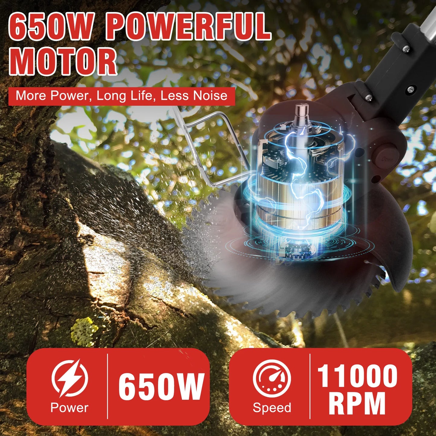 21V Cordless Grass Trimmer 3in1 With 2x2.0Ah Batteries And Charger