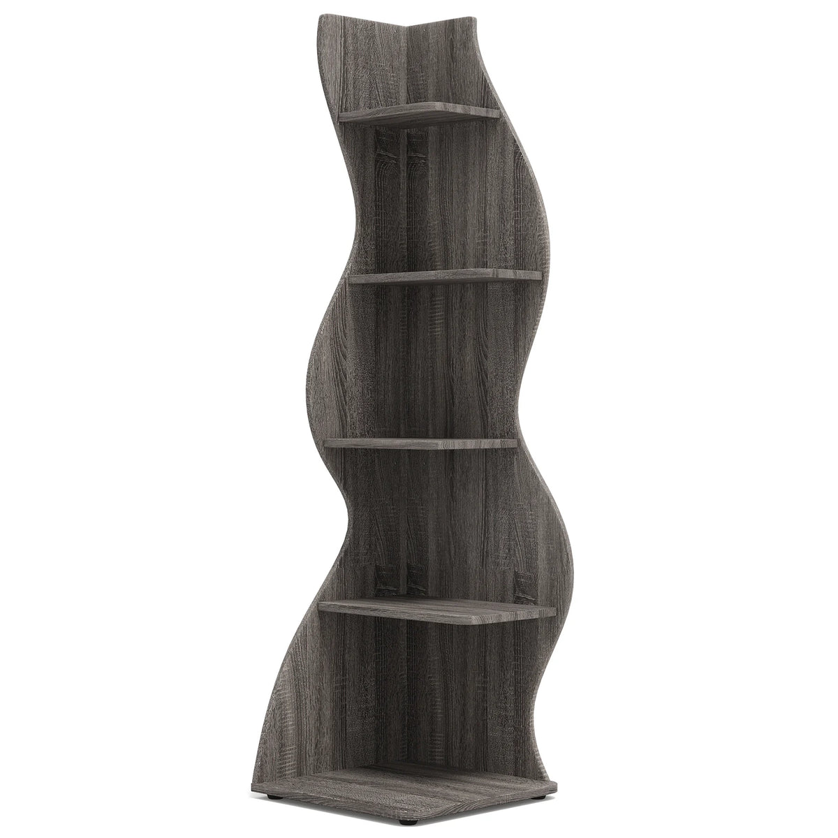 Tribesigns Modern Five Tier Corner Bookshelf Wooden Storage Rack