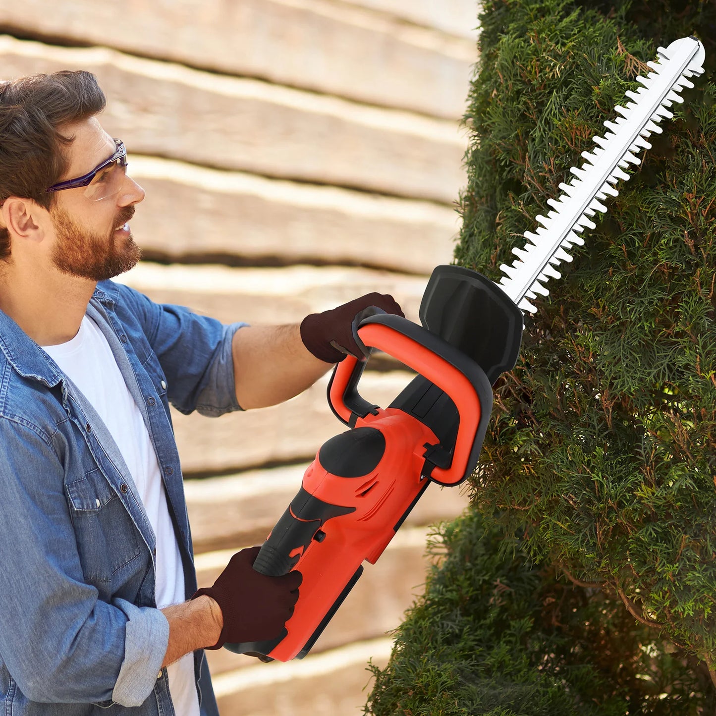 Cordless Hedge Trimmer With Battery Charger For Lawn Care