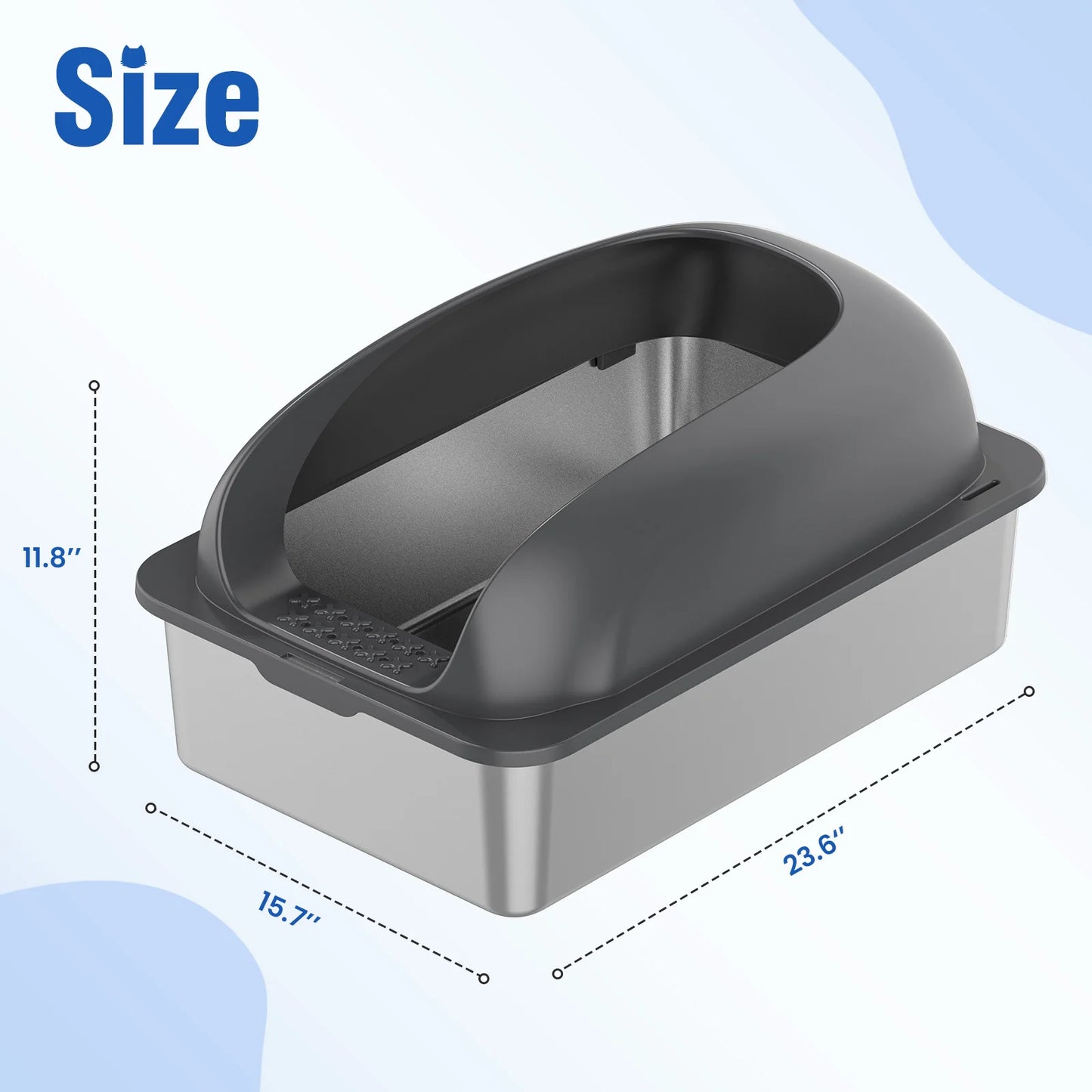 Stainless Steel Cat Litter Box With Lid For Large Cats Scoop Included