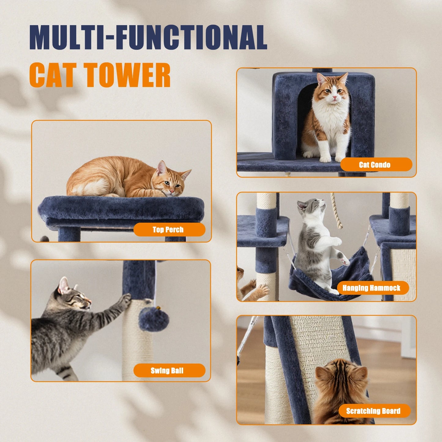 MCQ Cat Tree Tower Multi Level Scratching Posts Indoor Cats