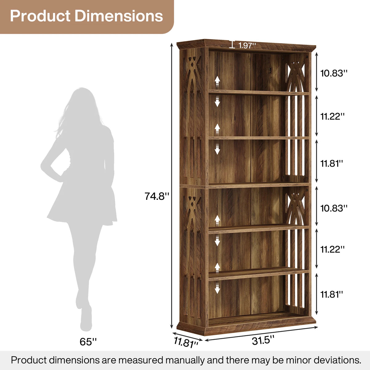 Tribesigns 6 Tier Wooden Bookcase Freestanding Living Room Shelf