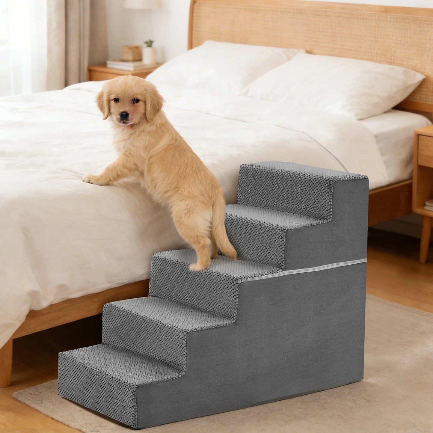Right Angled Foam Dog Stairs 3 To 5 Steps Non Slip Ramp