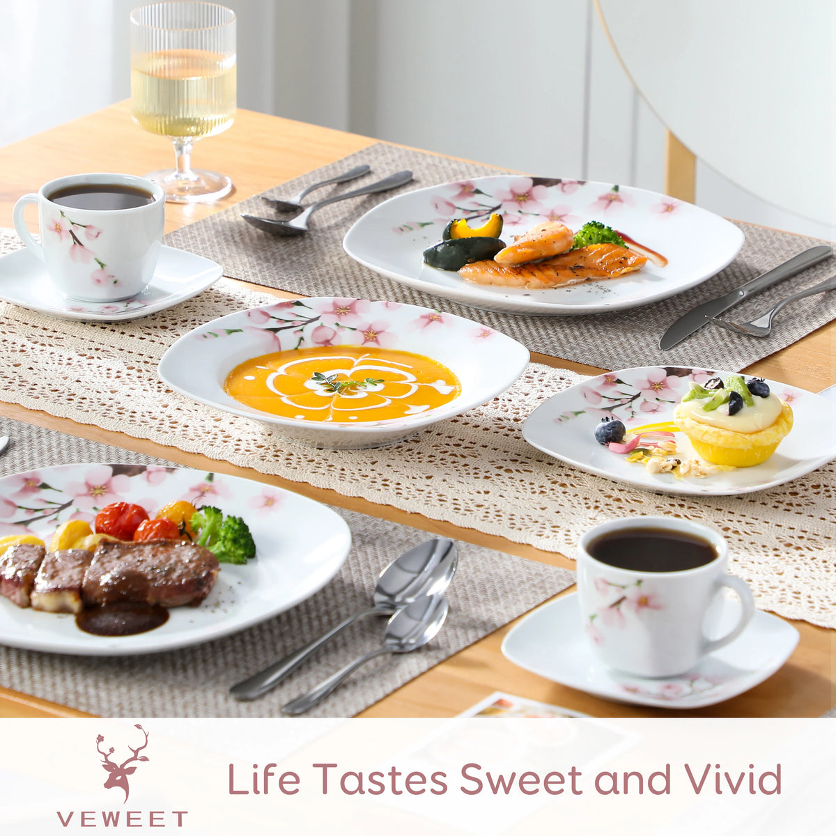 Malacasa 30 Piece Porcelain Dinnerware Set With Floral Design
