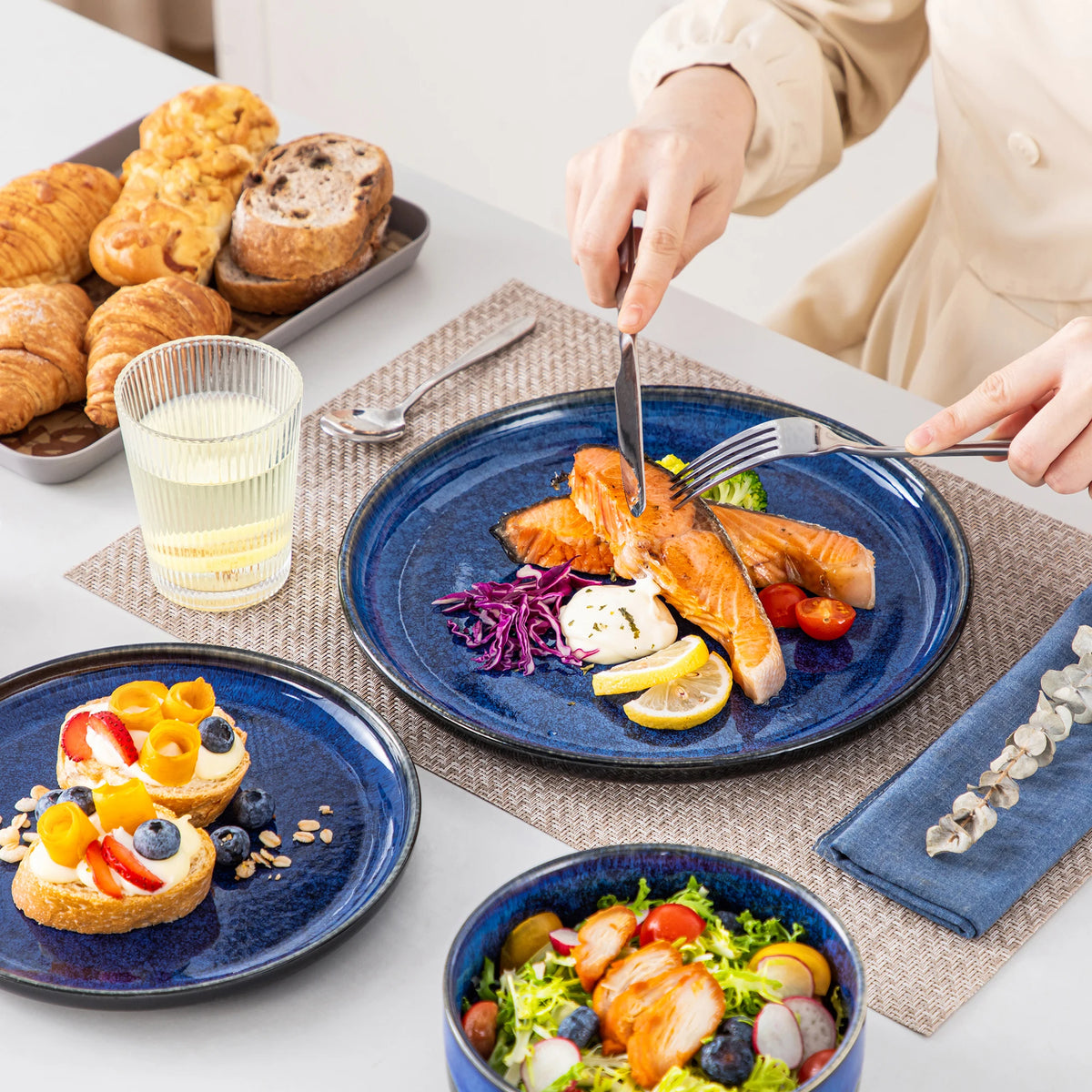 Malacasa Starry Reactive Glaze Stoneware Ceramic Dinnerware Set