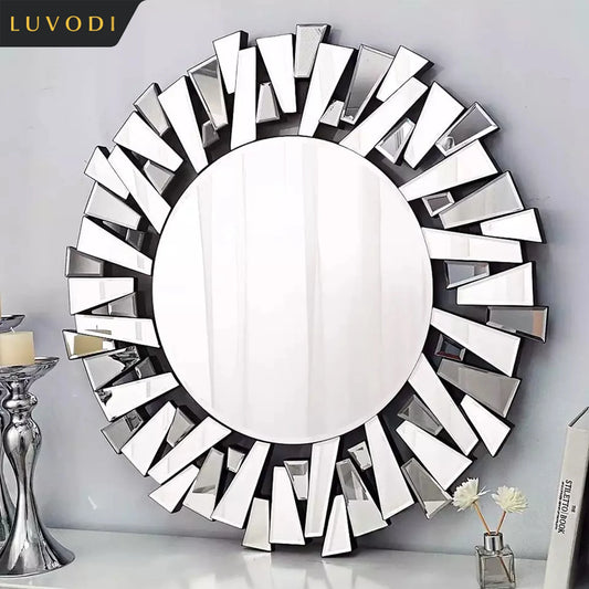 Luvodi Round Wall Mirror With Decorative Starburst Frame