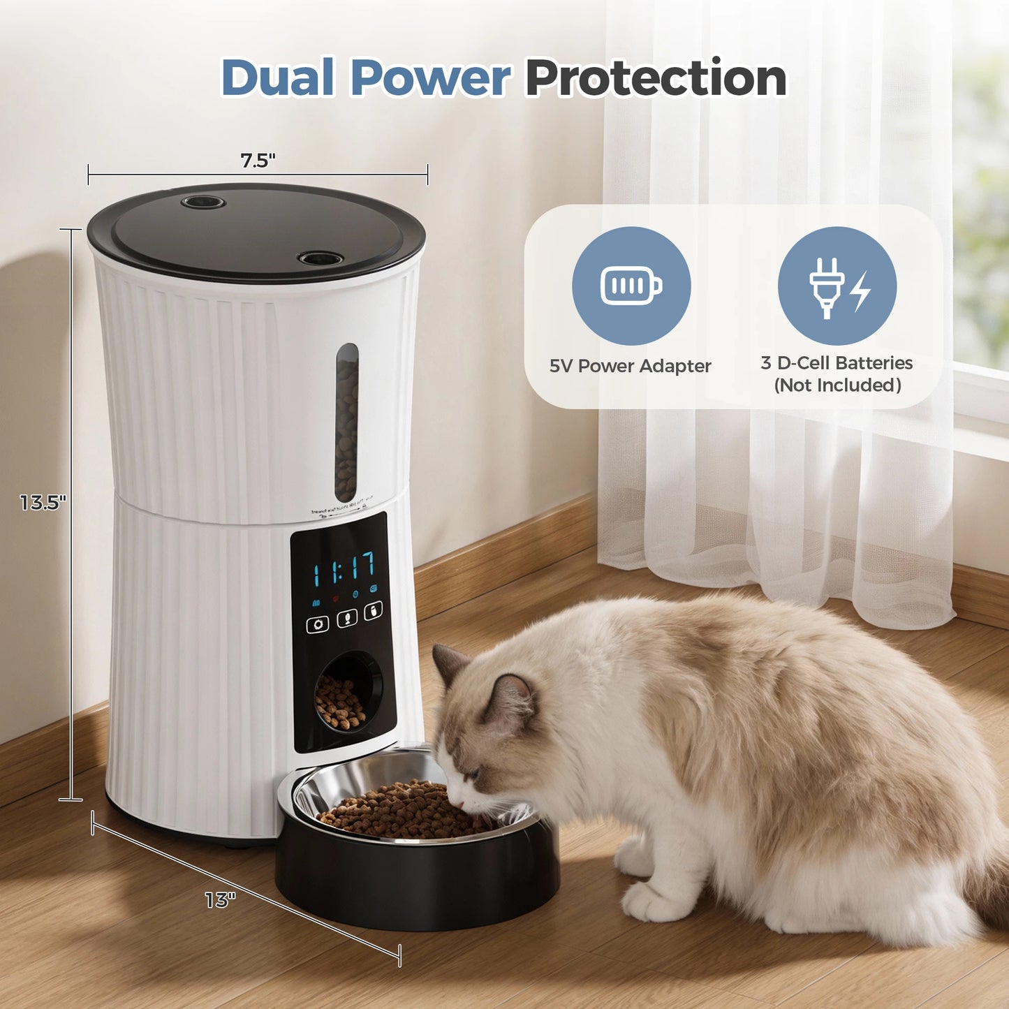 JHK Automatic Cat Feeder With WiFi Timed Dispenser App Control