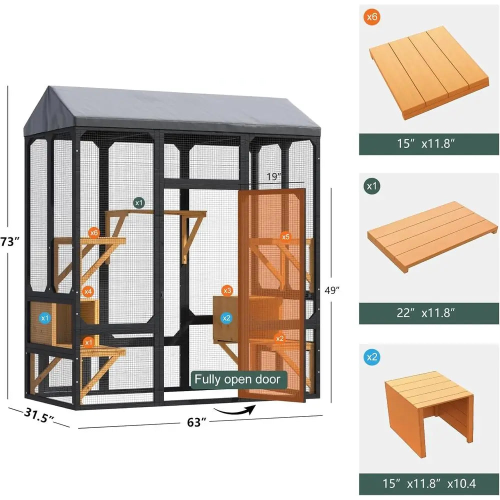 Outdoor Cat Enclosure Walk In Catio With Waterproof Roof