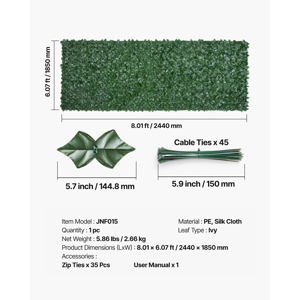 VEVOR Artificial Ivy Privacy Screen For Outdoor Garden Decor