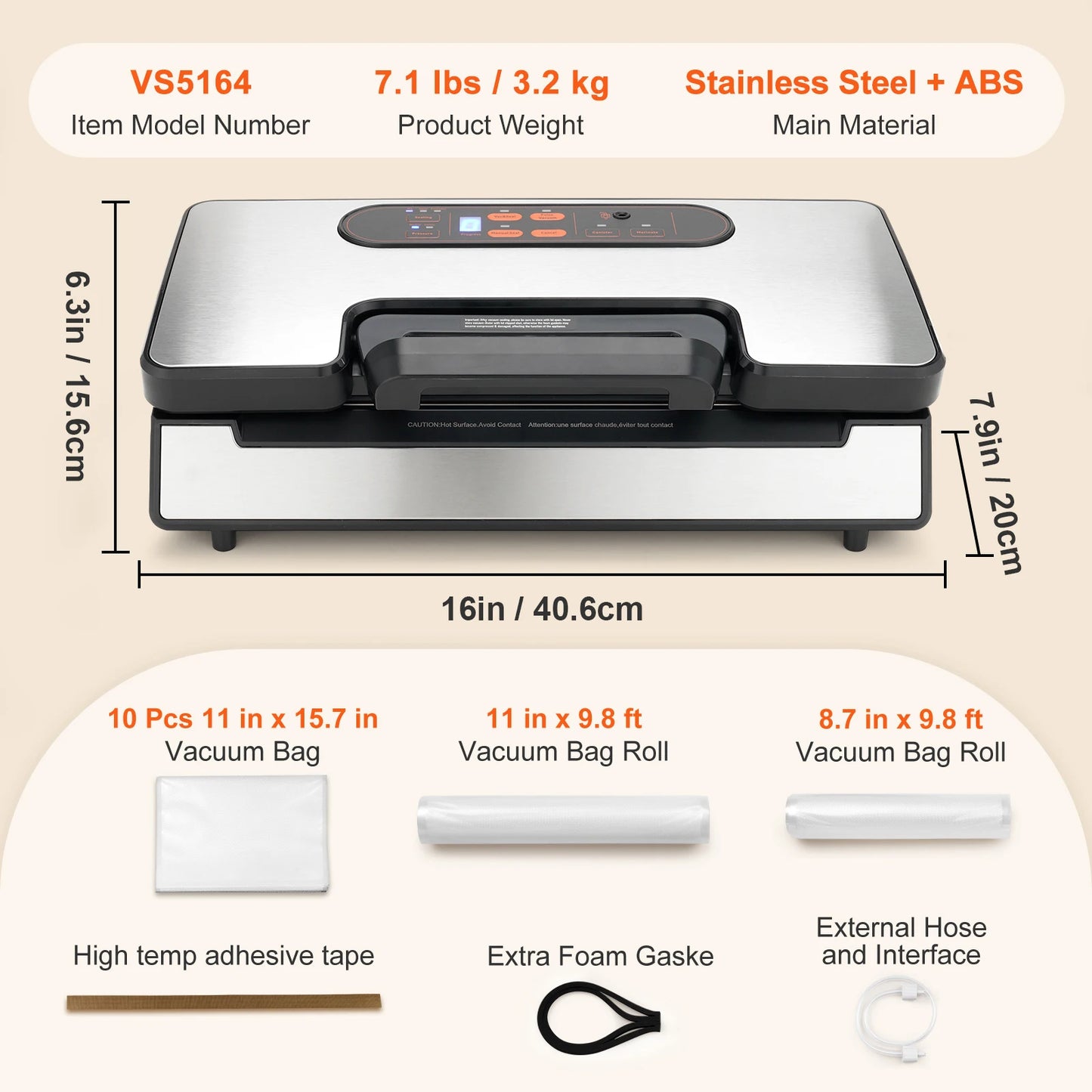 SucceBuy Vacuum Sealer Machine 90KPa 130W Free 10 Vacuum Bags