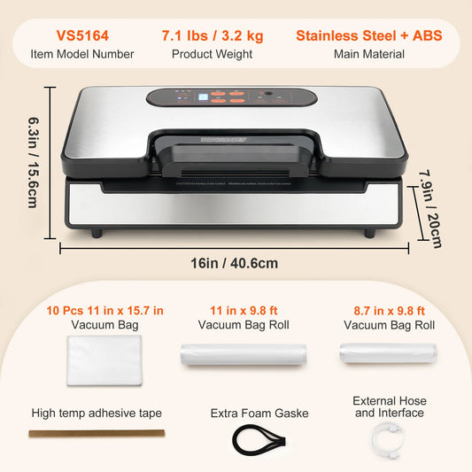 SucceBuy Vacuum Sealer Machine 90KPa 130W Free 10 Vacuum Bags