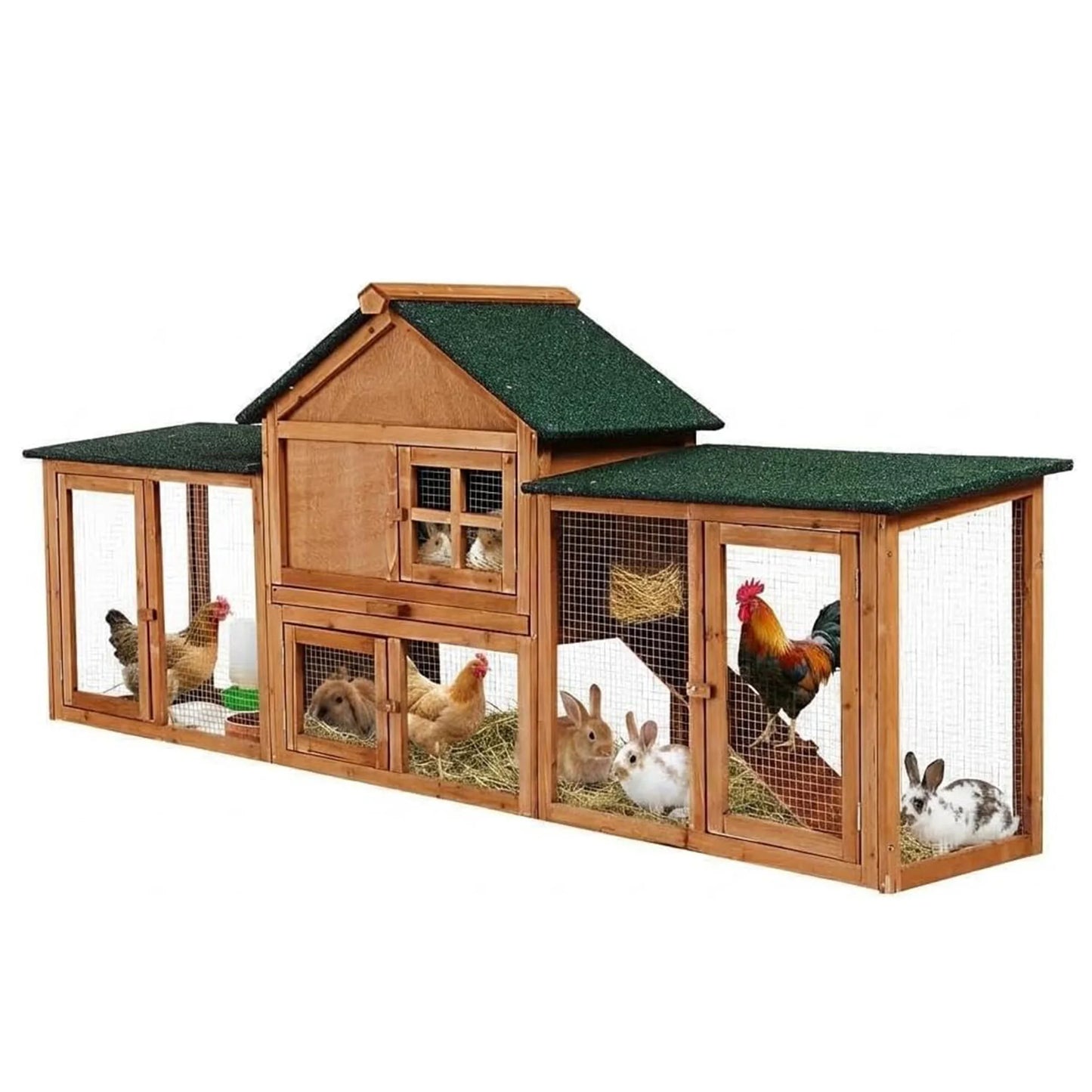 DishyKooker 2-Story Rabbit Hutch Outdoor With Double Runs