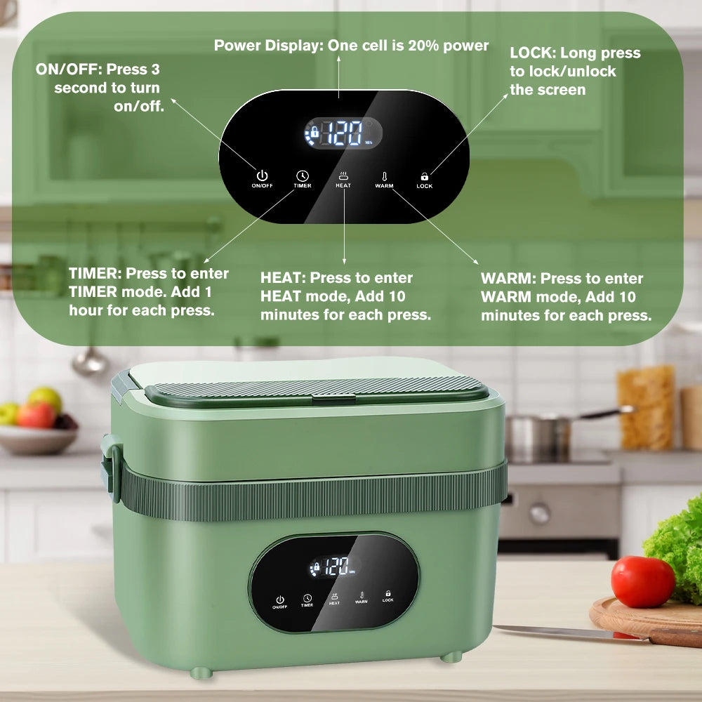 Portable Cordless Electric Heated Lunch Box With Rechargeable Battery