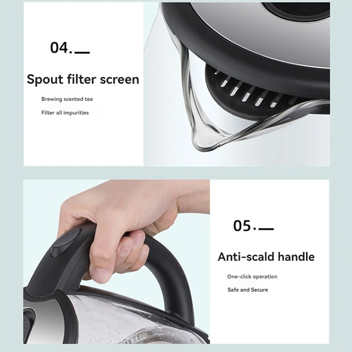 Octavo Electric Water Kettle Featuring Borosilicate Glass And LED Lighting