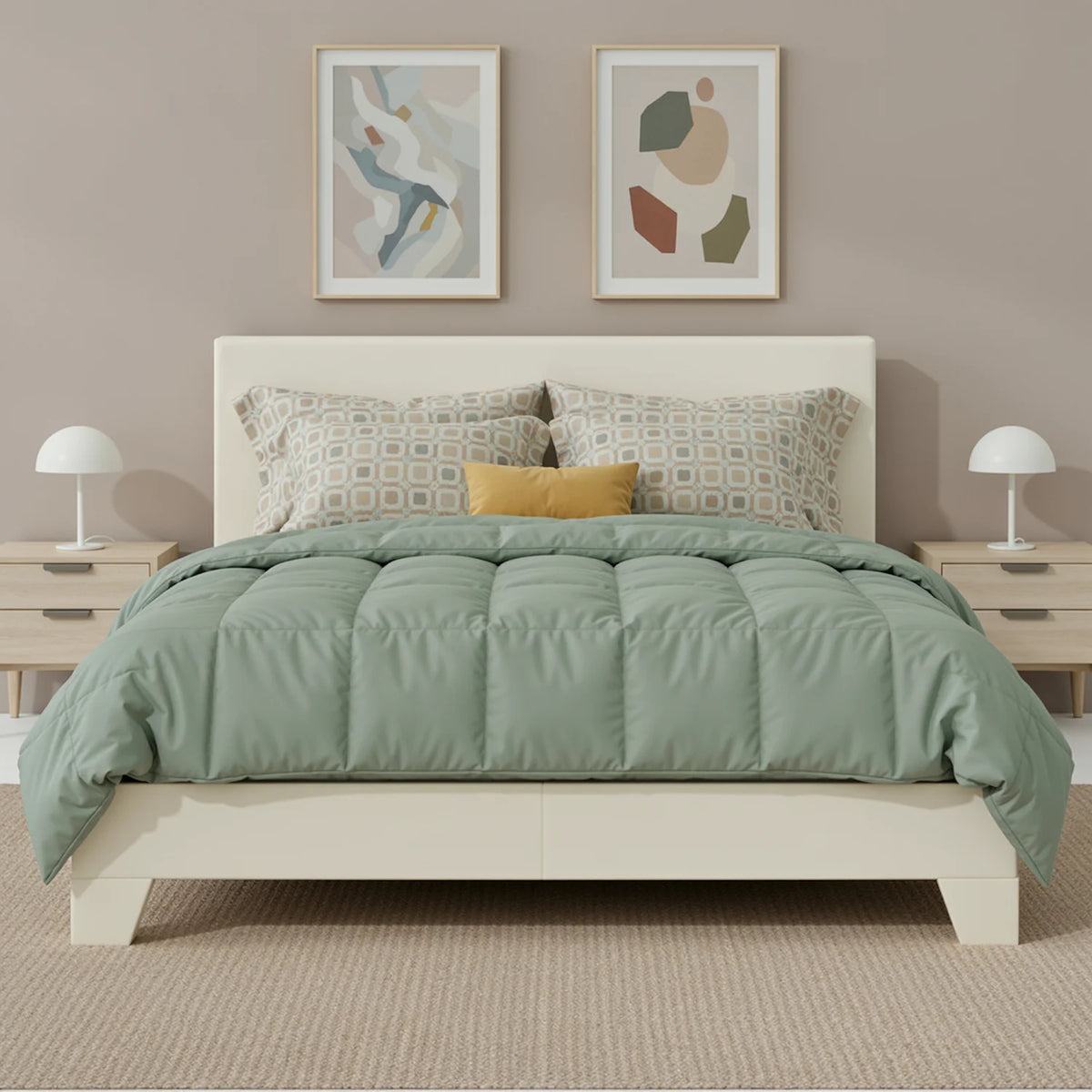 Hoomic Upholstered Bed Frame With Adjustable Linen Headboard