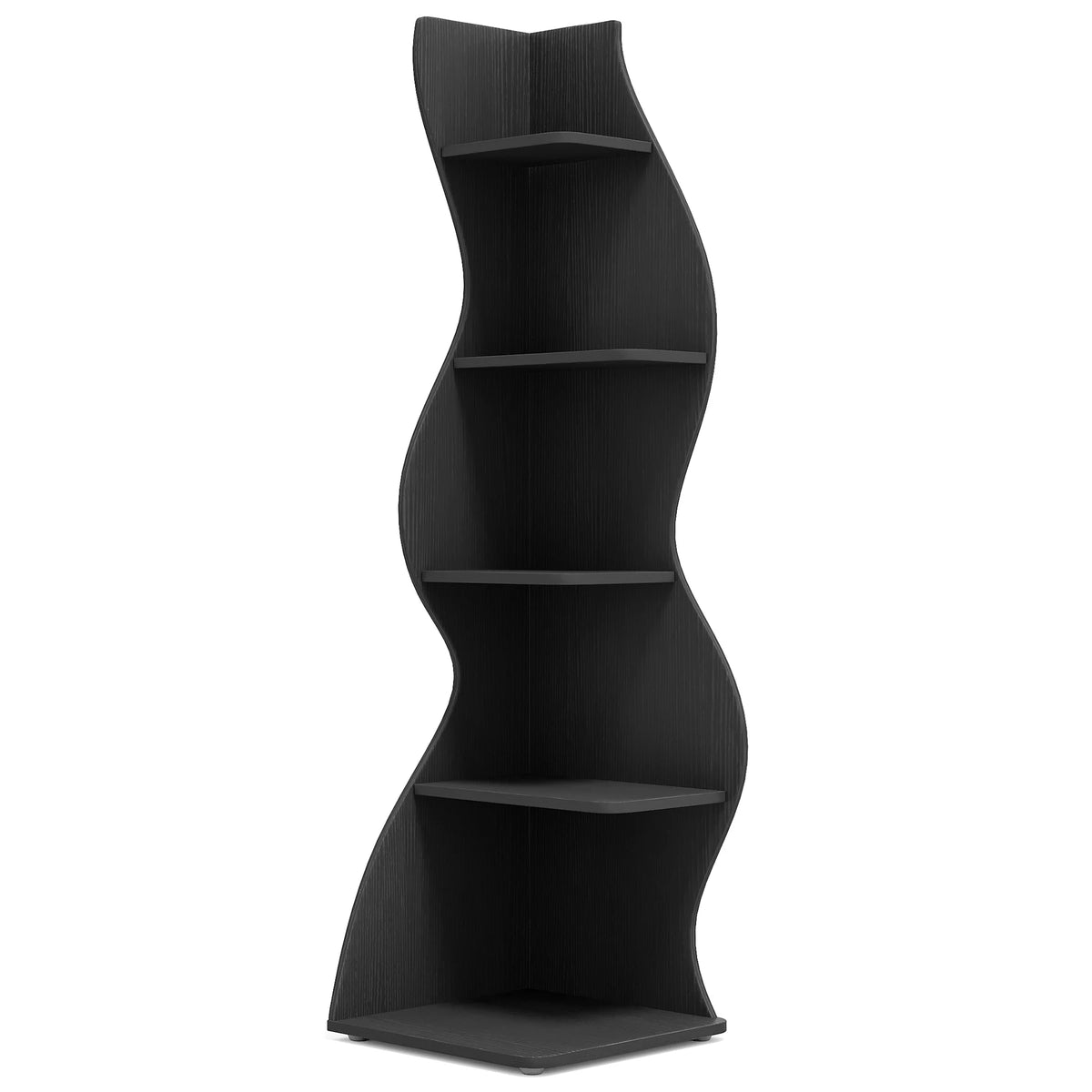 Tribesigns Modern Five Tier Corner Bookshelf Wooden Storage Rack