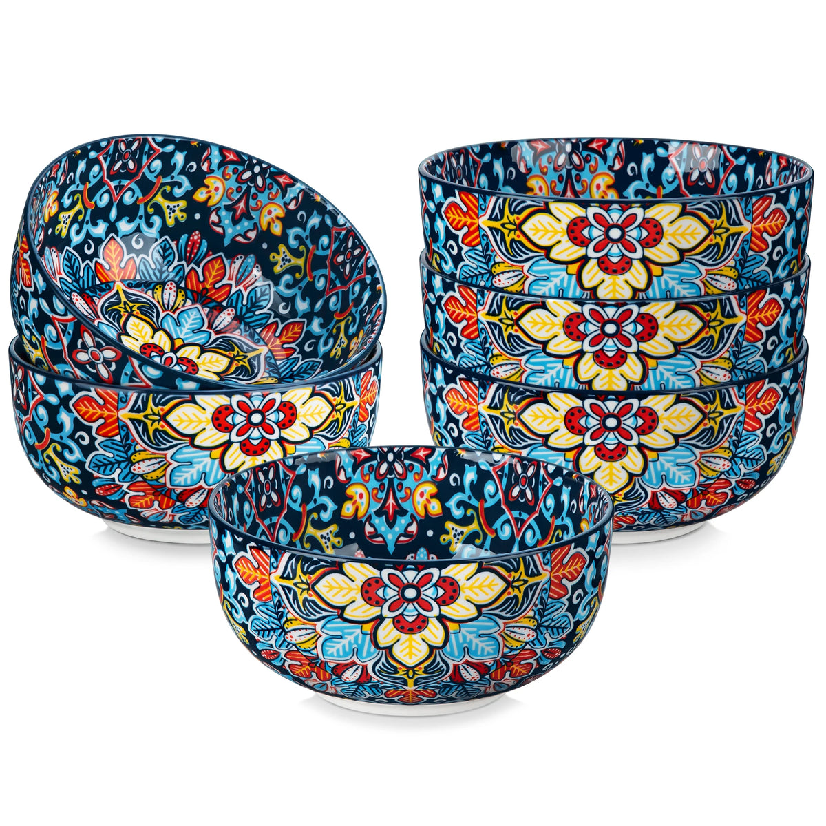 Malacasa Bohemian Floral Ceramic Cereal Bowl Set For Home