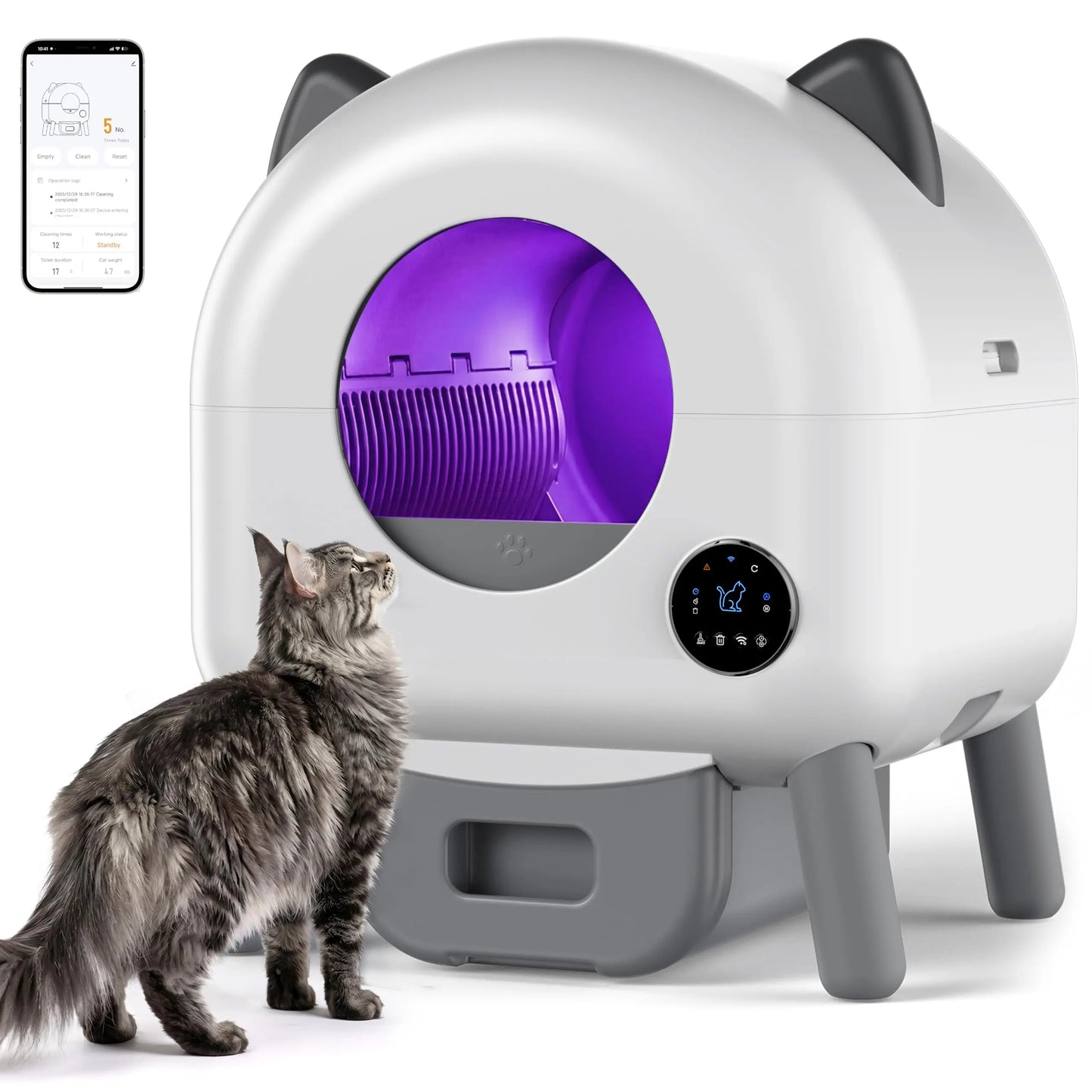 HiMISS Automatic Self Cleaning Cat Litter Box With App Control