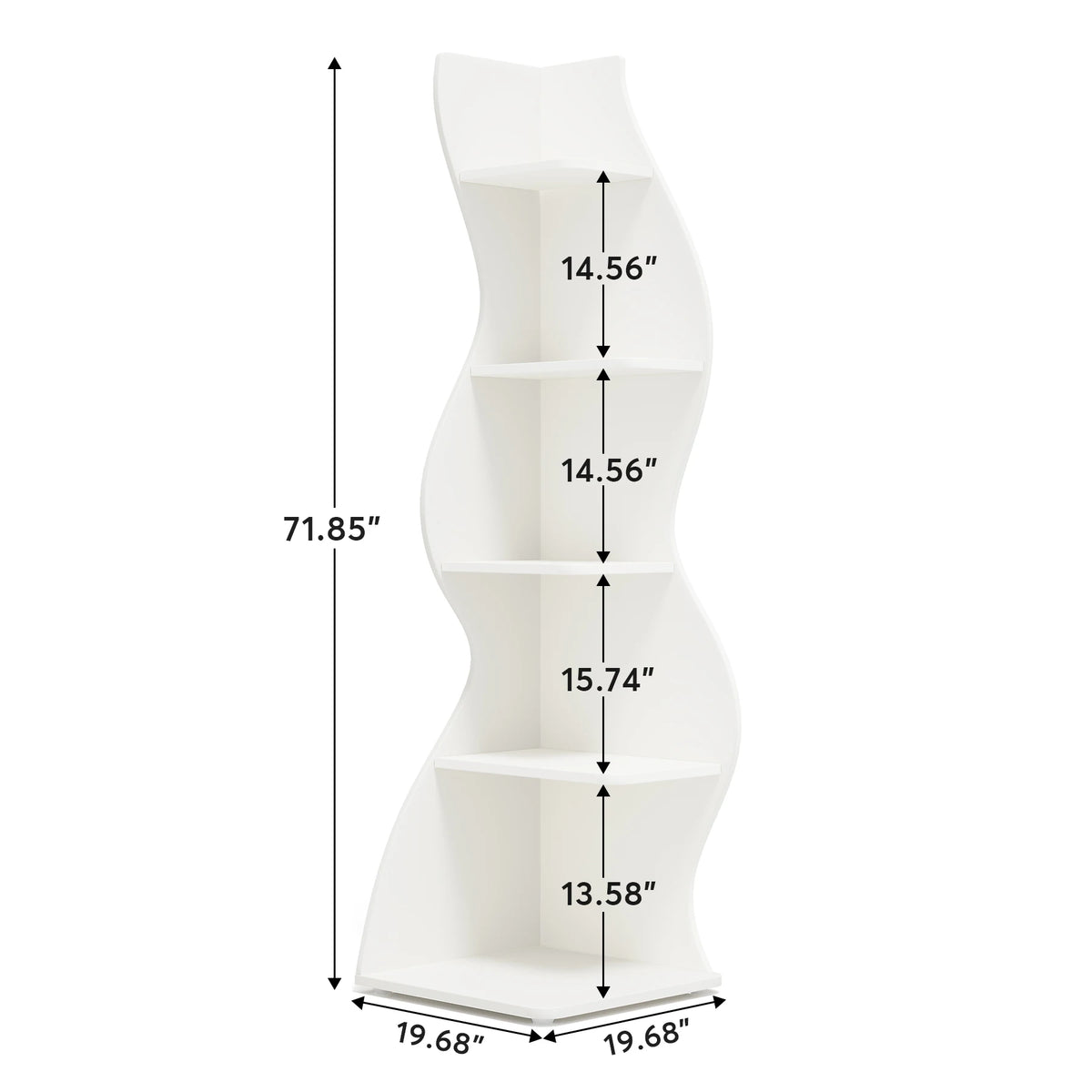 Tribesigns Modern Five Tier Corner Bookshelf Wooden Storage Rack