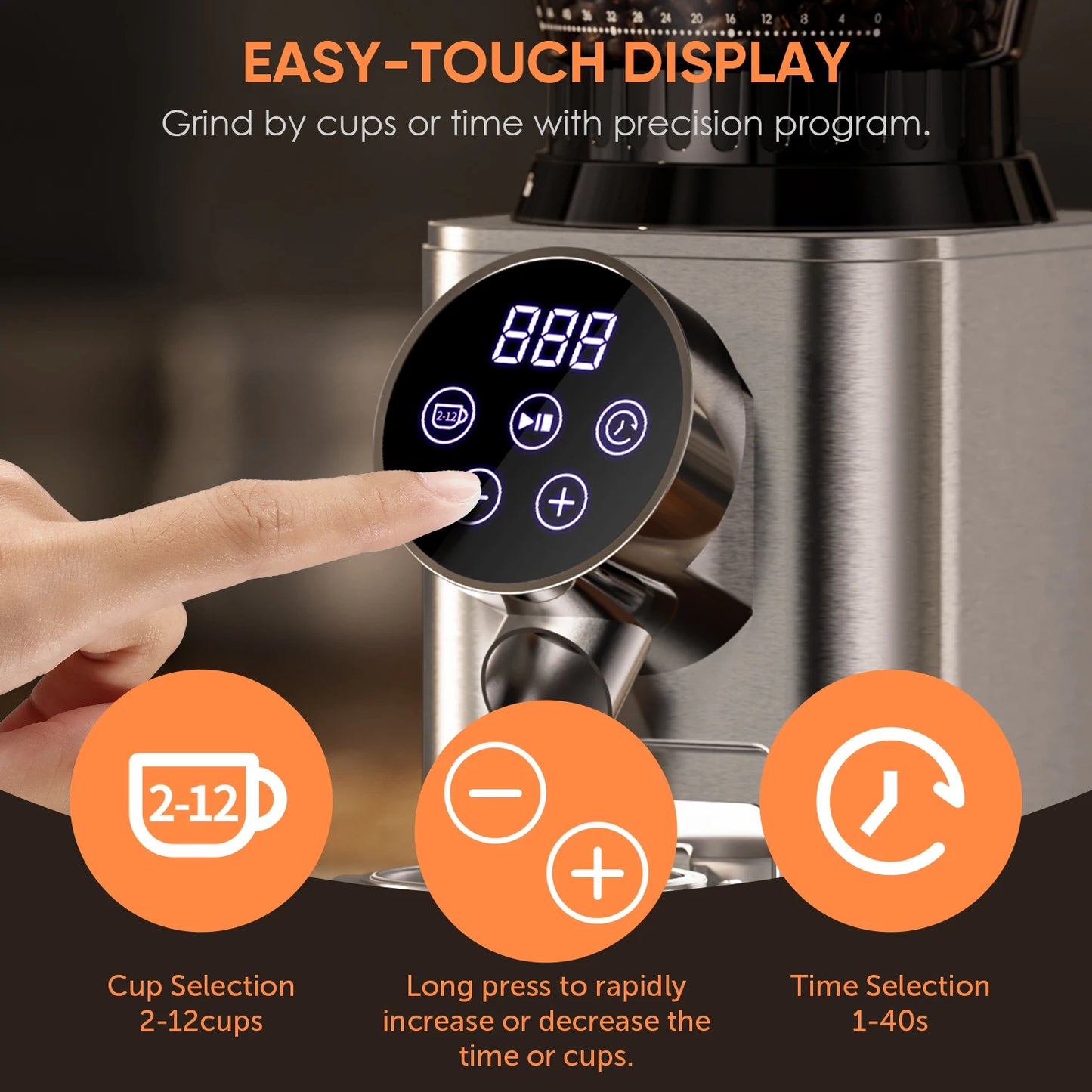 BioloMix Electric Conical Burr Coffee Grinder With Adjustable Settings