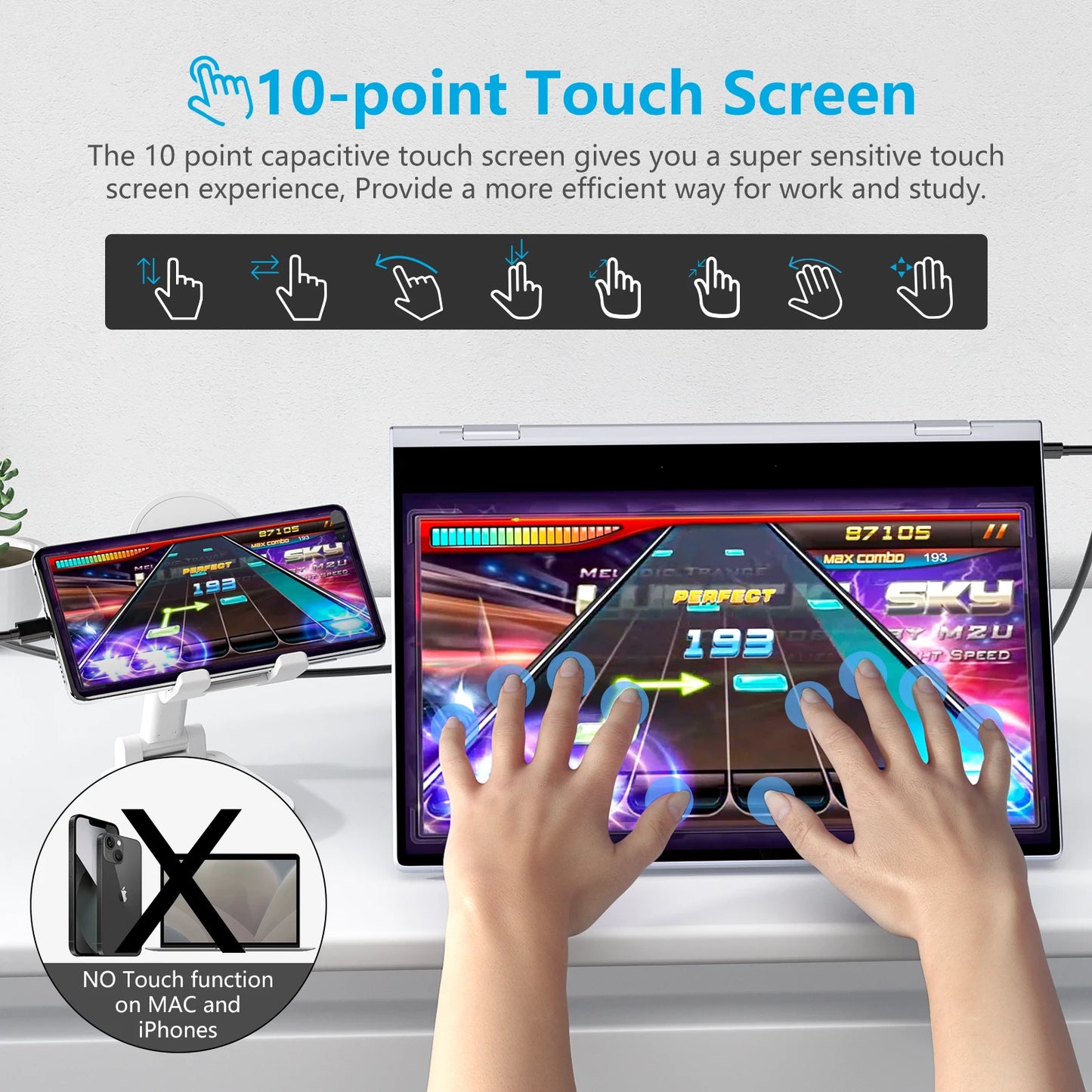 Dopesplay 14 Inch Portable Touch Monitor With Built-in Battery