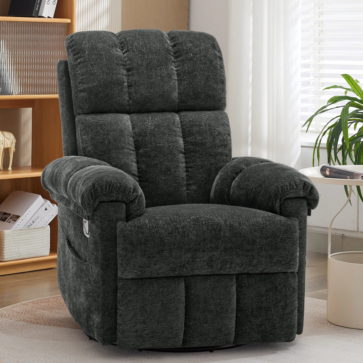 Korser Swivel Rocker Recliner Chair With Convenient Side Storage Pockets