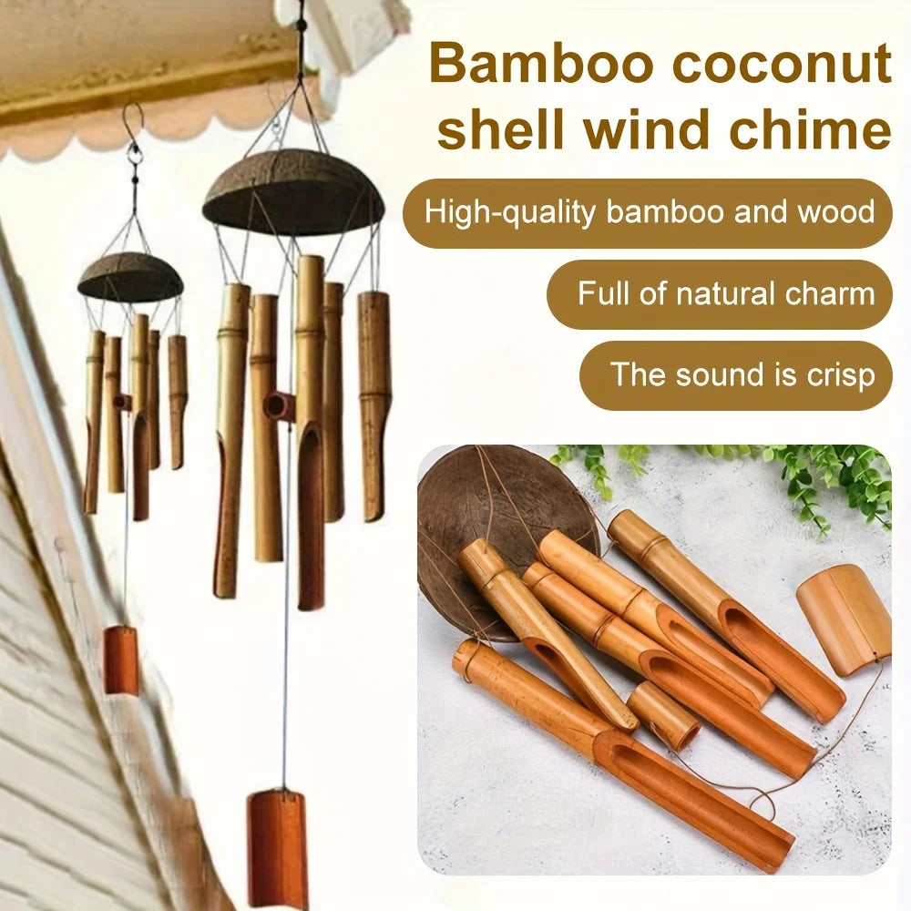 Garden Bamboo Wind Chimes Outdoor Wooden Decor Festive Seasonal Decor