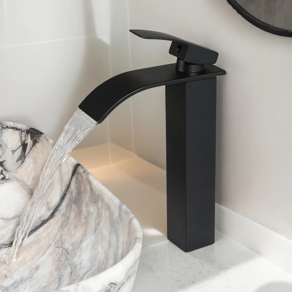 Torayvino Vessel Sink Set With Matte Black Faucet For Bathrooms