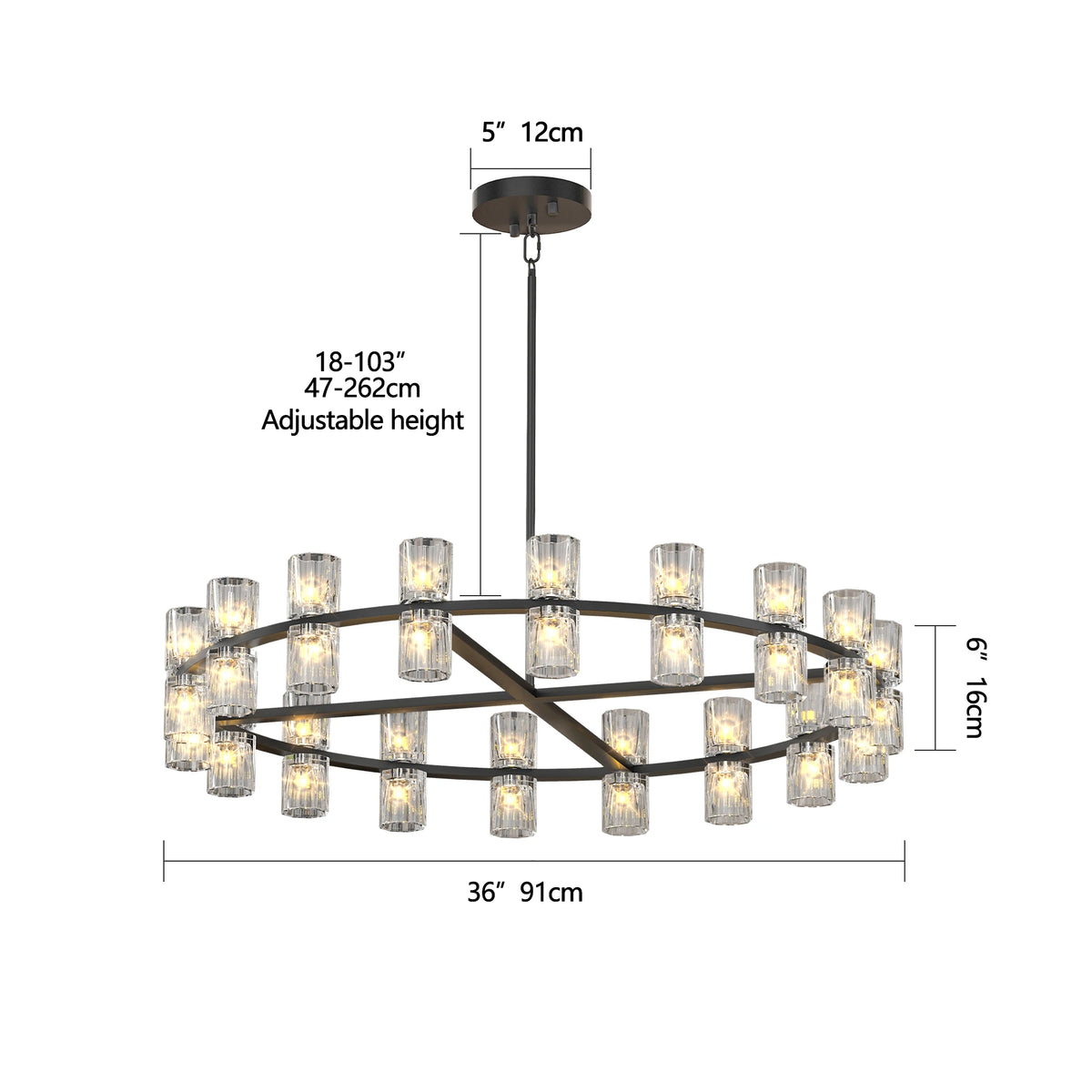 Zhikea Modern Led Crystal Pendant Ceiling Light Fixture