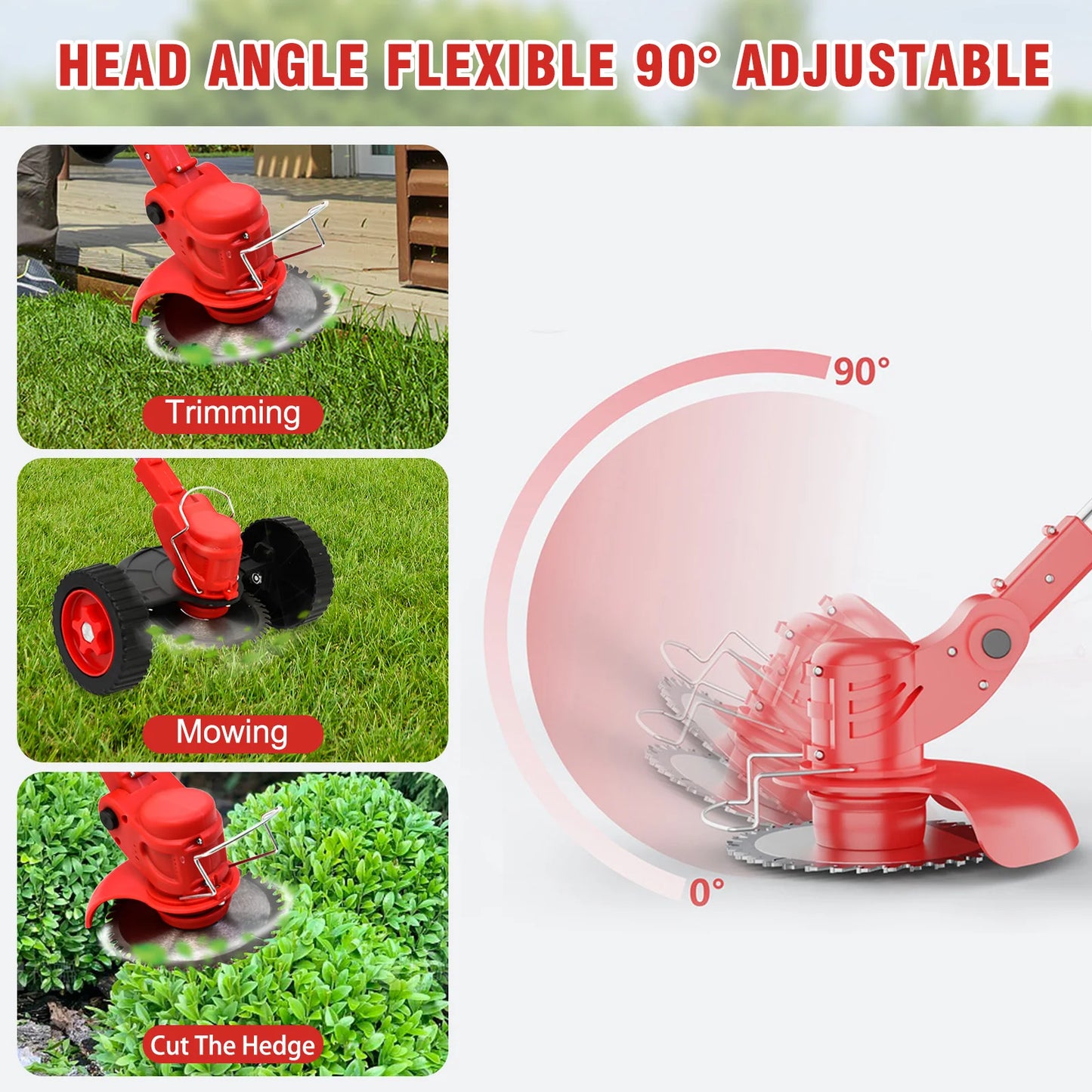 21V Cordless Weed Wacker 3-In-1 Trimmer With Wheels Edger