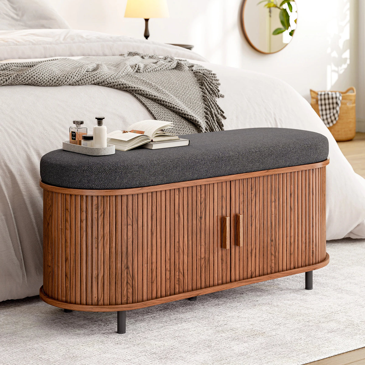 Wooden Shoe Storage Bench Three Tier Organizer With Padded Seat