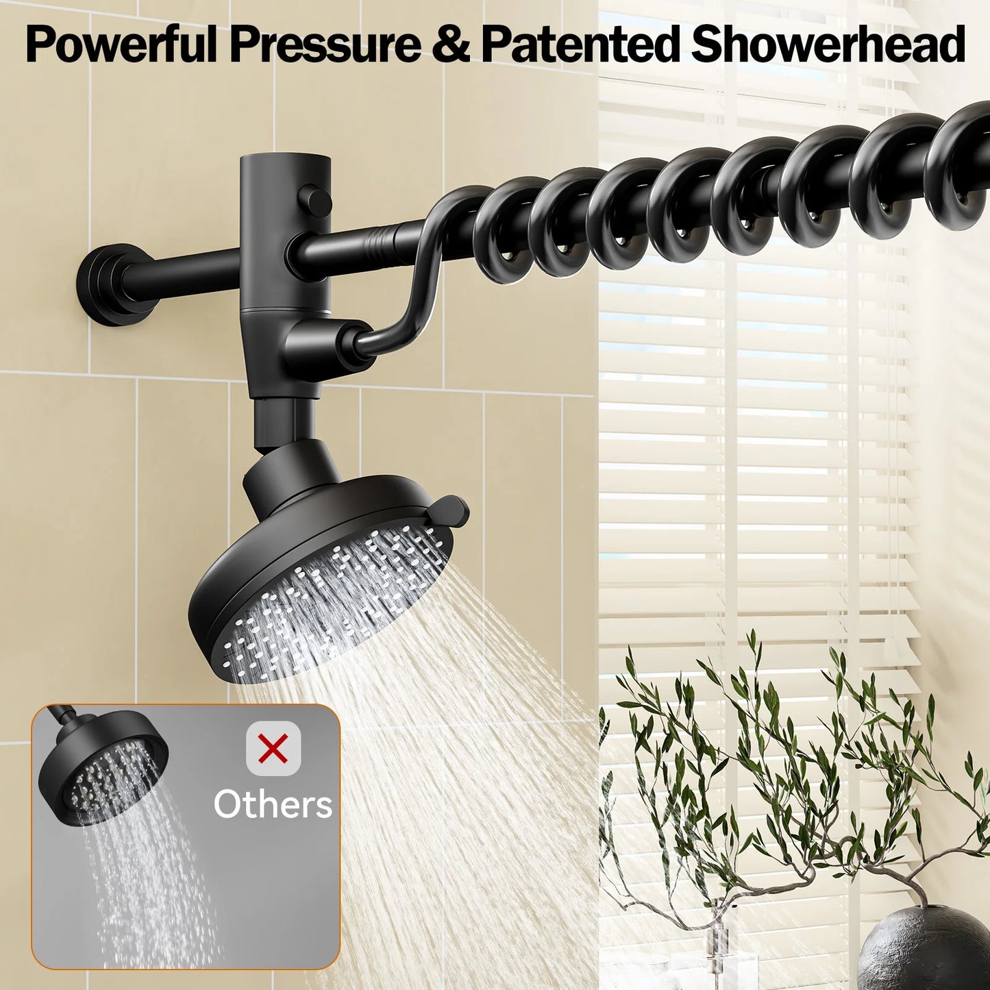 Tandem Shower Head For Couples With Adjustable Slider High Pressure